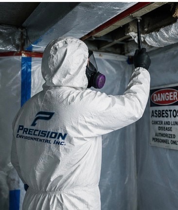 Precision Environmental Inc crew member inside containment