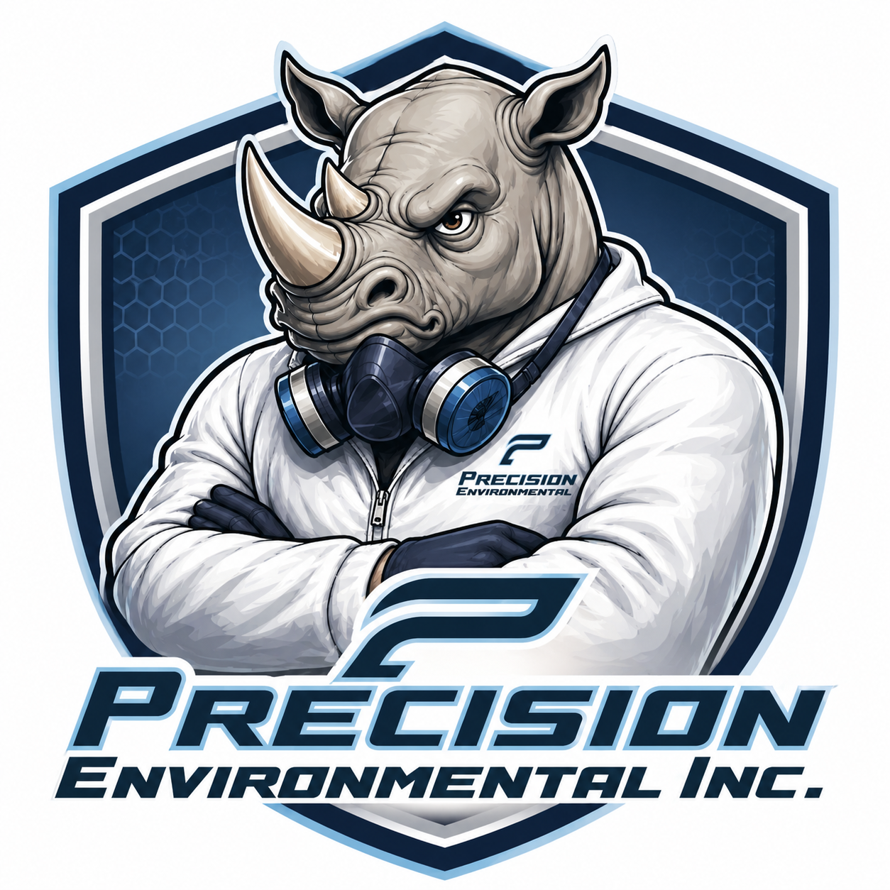 Precision Environmental Inc rhino-respirator brand mascot